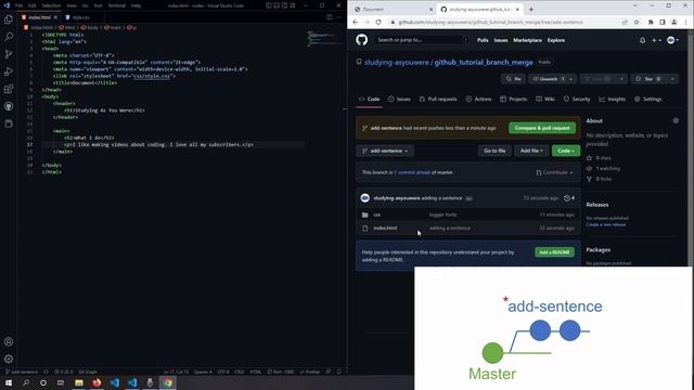 How to create new branches and merge in VS Code | VS Code & GitHub #4 смотреть онлайн