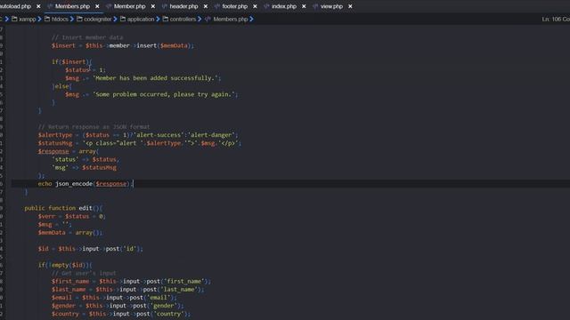 CodeIgniter CRUD Operations without Page Refresh using jQuery and Ajax