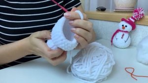 Снеговик крючком// мастер - класс// описание вязания