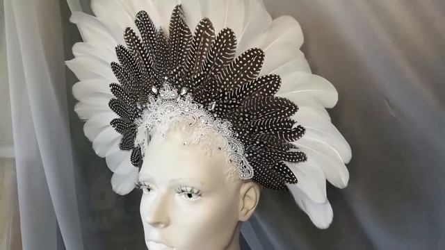Корона из перьев цесарки #ЛисьяМастерская