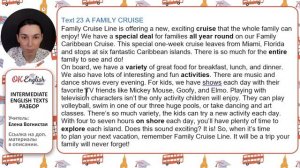 Text 23 A Family Cruise (Topic 'Traveling') ?? Английский INTERMEDIATE (B1-B2)