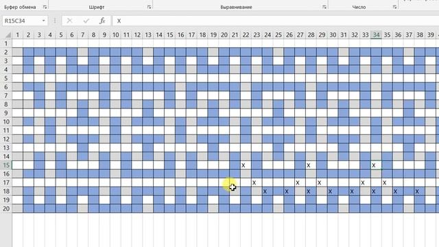 Особенности схем ленивого жаккарда. Как читать схемы мозаичного вязания. Как поставить "крестики". смотреть онлайн