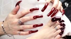 ❤️ Red LONG NAILS ? TOENAILS (relax)
