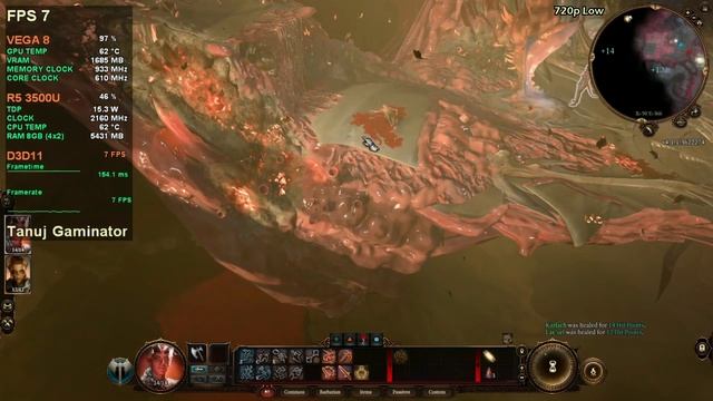 Baldur's Gate 3 - RYZEN 5 3500U - 8GB RAM - VEGA 8 - Benchmark