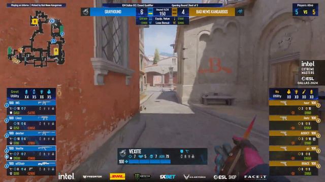Grayhound vs. Bad News Kangaroos - Map 2 [Inferno] - IEM Dallas 2024 - CQ - Oceania