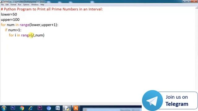 Python program to find prime numbers in given Interval | Class 11 Computer Science