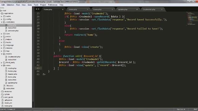 Codeigniter CRUD Application with Bootstrap - Update Record