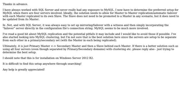 Setup MySQL Master to Master replication/automatic failover when each Master also has a Slave смотреть онлайн