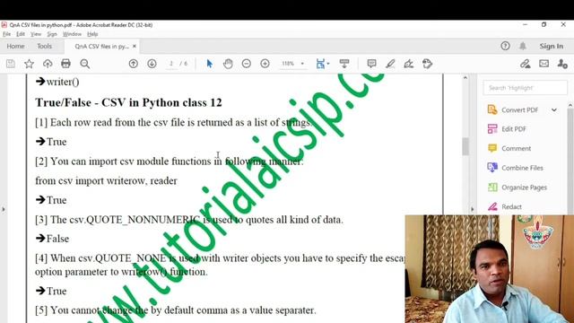 Objective type questions CSV files | Python data file handling with CSV | Computer Science Class XI
