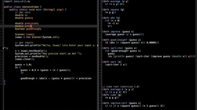 SICP Polyglots: Newton's square roots in java смотреть онлайн