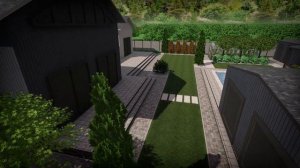 Ландшафтный дизайн участка с баней и бассейном