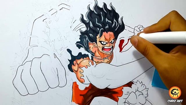 Como dibujar a Luffy Gear Fourth Snakeman One Piece How to draw Luffy | CHRIZ ART смотреть онлайн