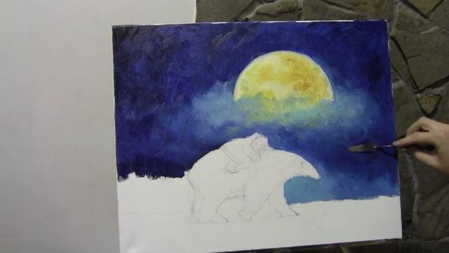 УРОК ЖИВОПИСИ МАСЛОМ. Запись видео МК "Лунные сны" 1часть. МАСТИХИН смотреть онлайн