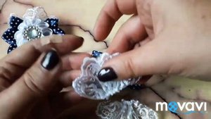 Школьный комплект  бантики и галстук жабо канзаши