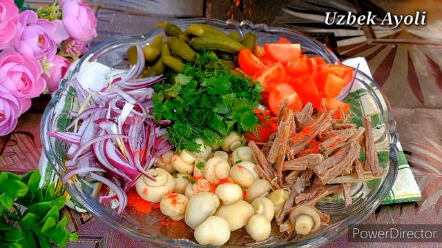 МАЗЗАЛИ САЛАТ РЕЦЕПТЫ! МЯСНОЙ САЛАТ! РЕЦЕПТЫ САЛАТОВ! САЛАТЫ! САЛАТЛАР! UZBEK AYOLI