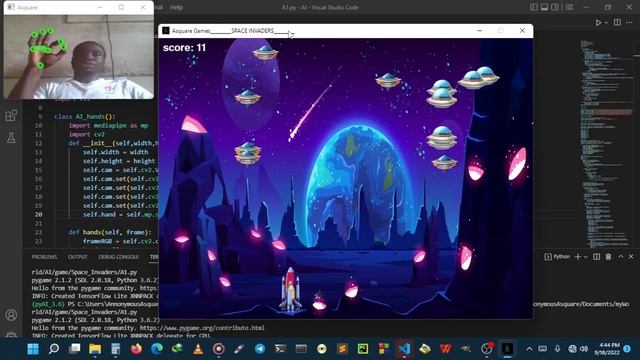 Space invaders game using hand gestures смотреть онлайн
