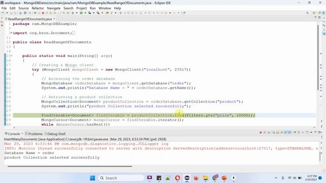 How to read a range of documents from the Collection using Java? | MongoDB with Java