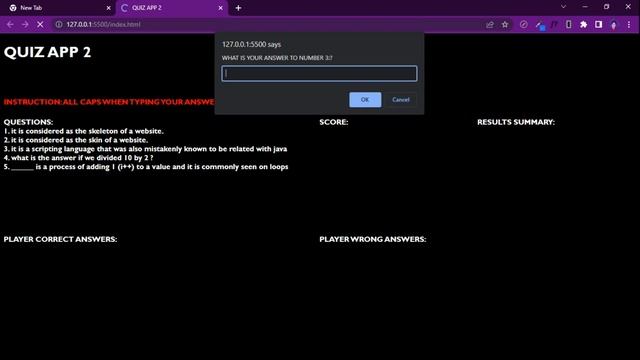 HTML , CSS , JAVASCRIPT QUIZ APP2