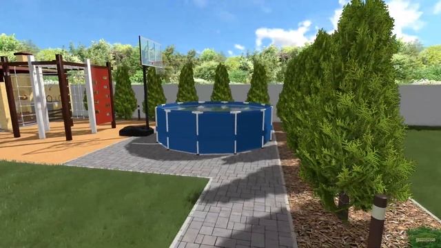 Минималистичный ландшафтный дизайн участка с беседкой и баней смотреть онлайн