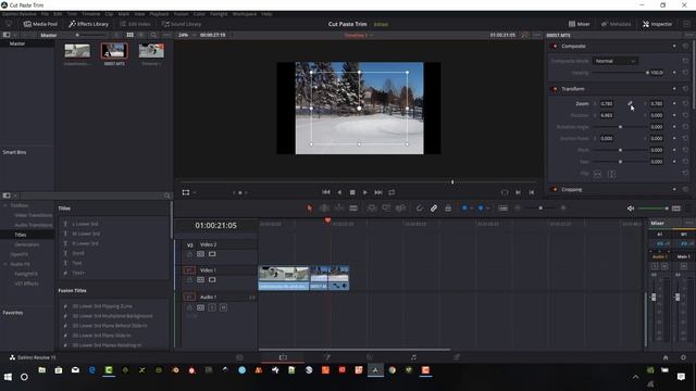 Davinci Resolve How to Crop and Use Automatic Scaling - Resizing Video