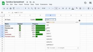 Creating Progress Bars in Google Sheets