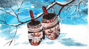Нарисуем зиму. Зимний пейзаж. Рисуем варежки. Правополушарное рисование. Зимний денек.