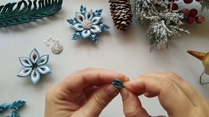 Новогодняя снежинка канзаши❄️ New Year/мк канзаши/