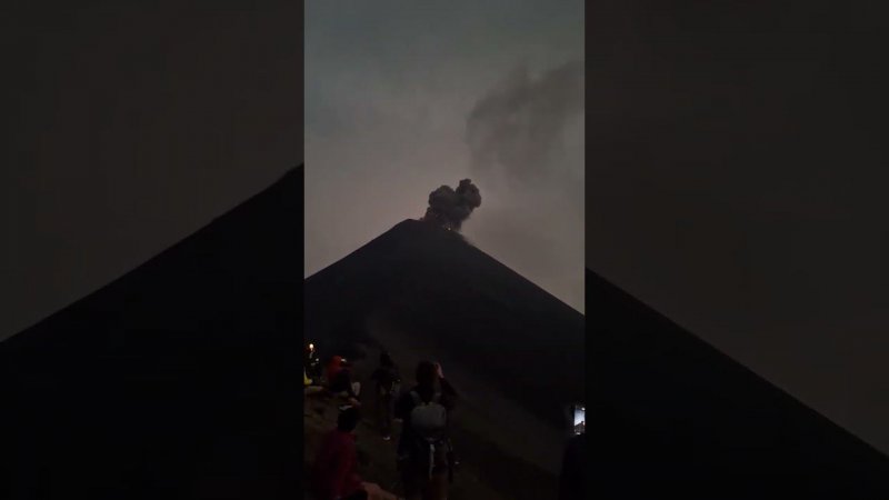 Lightning strike in an erupting volcano in Guatemala