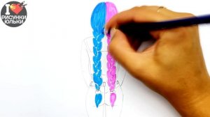 Как нарисовать Девушку с Красивыми Волосами - скетч девушки карандашом и маркерами | Рисунки Юльки