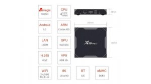 X96 MAX Plus 4 Гб 64 ГБ Android 9,0 Смарт ТВ-приставка Amlogic S905X3 четырехъядерный двойной