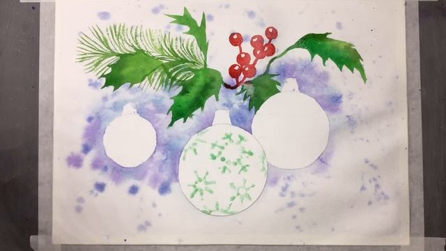 «Елочные игрушки на елке» как нарисовать ?АКВАРЕЛЬ | Сезон 1-9 |Мастер-класс для начинающих смотреть онлайн