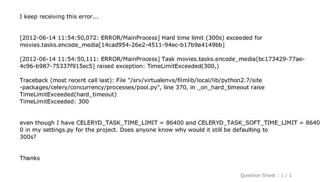Django : Django Celery Time Limit Exceeded? смотреть онлайн