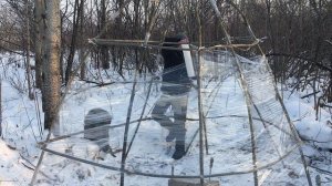 ПАЛАТКА ИЗ СТРЕТЧ ПЛЕНКИ ОТОПЛЕНИЕ ПАЛАТКИ ФИНСКОЙ СВЕЧЕЙ