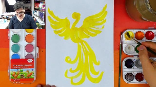 Как нарисовать Жар Птицу - урок рисования рисуем сказку смотреть онлайн