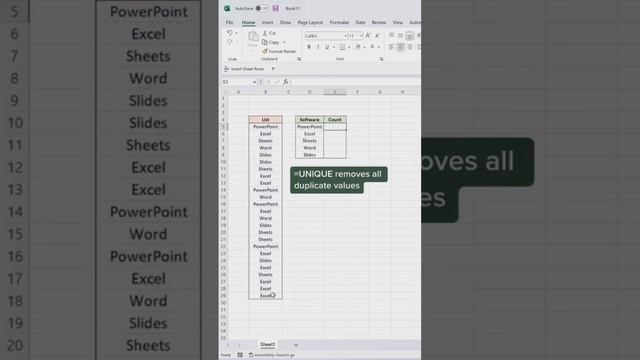 How to Count Unique data in excel #exceltricks #excelshortcuts #excel