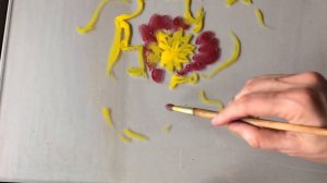 Создаем отпечаток цветка мака в технике монотипии #1