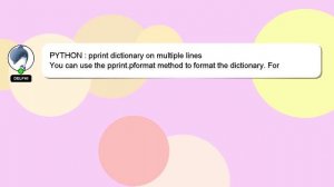 PYTHON : pprint dictionary on multiple lines