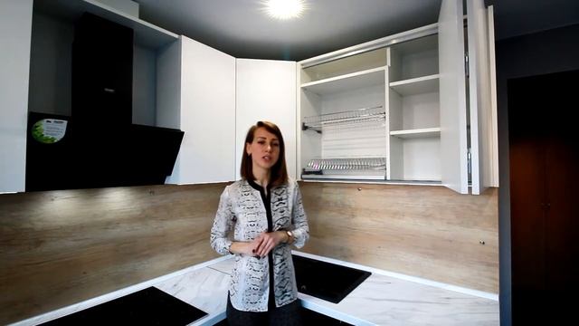 ЧЁРНО-БЕЛАЯ УГЛОВАЯ КУХНЯ БЕЗ РУЧЕК - ОБЗОР смотреть онлайн