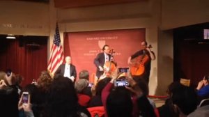 Yo-Yo Ma plays cello in the John F. Kennedy Jr. Forum