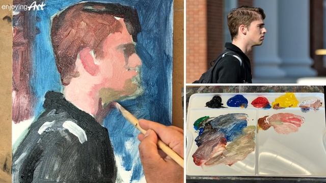 Acrylic Painting of a Man in Profile View смотреть онлайн