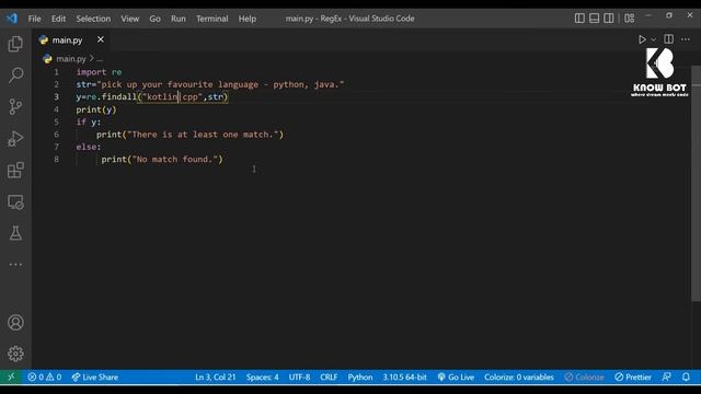 RegEx In Python | Python Tutorials for absolute beginners | Know Bot