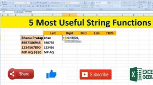 Left, Right, Mid, Len, Trim || 5 Most Useful Excel String Functions in hindi