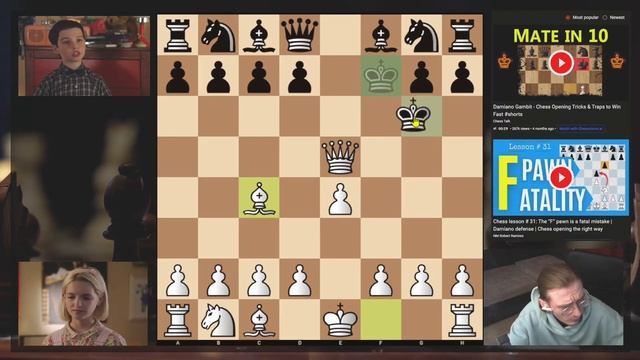 Шелдон играет Гамбит Дамиано! Разбор игры смотреть онлайн