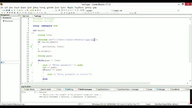 Пример использования библиотеки fstream c++ на вводе пароля. смотреть онлайн