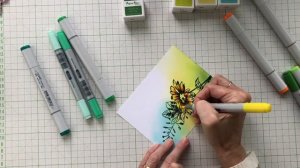 Combining Copics and Inkblending - Daisy card