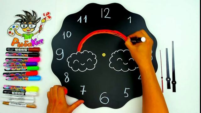 Рисуем РАДУГУ на часах для детей - Арт часы смотреть онлайн