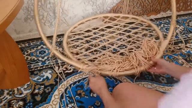 Круглые садовые качели из двух колец плетеные макраме кресло гамак смотреть онлайн