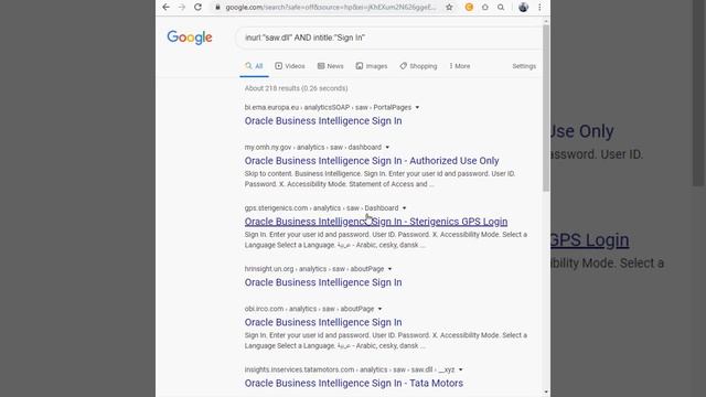 Google Dork: Find Oracle Business Intelligence Login Portals