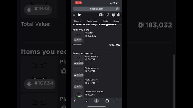 I traded PRANKSTER for PLAYFUL VAMPIRE FACES on roblox