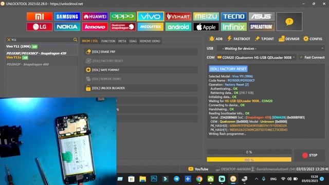 VIVO Y11 Password Pattern Unlock Factory Reset VIVO 1906 Test Point